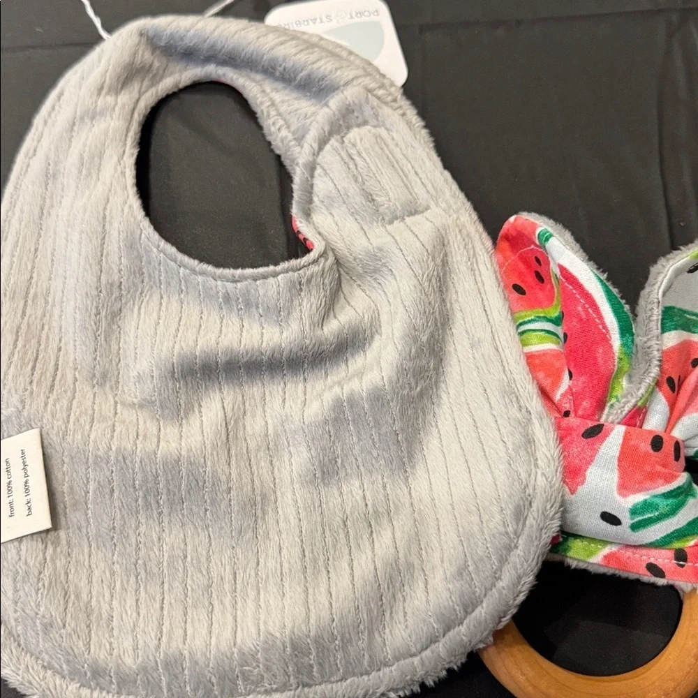 NWT Watermelon Baby Bib & Teether Set